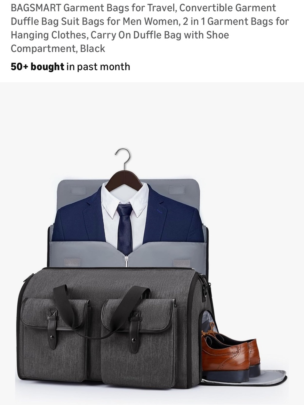 Bagsmart Convertible Garment Duffle Bag - Gray